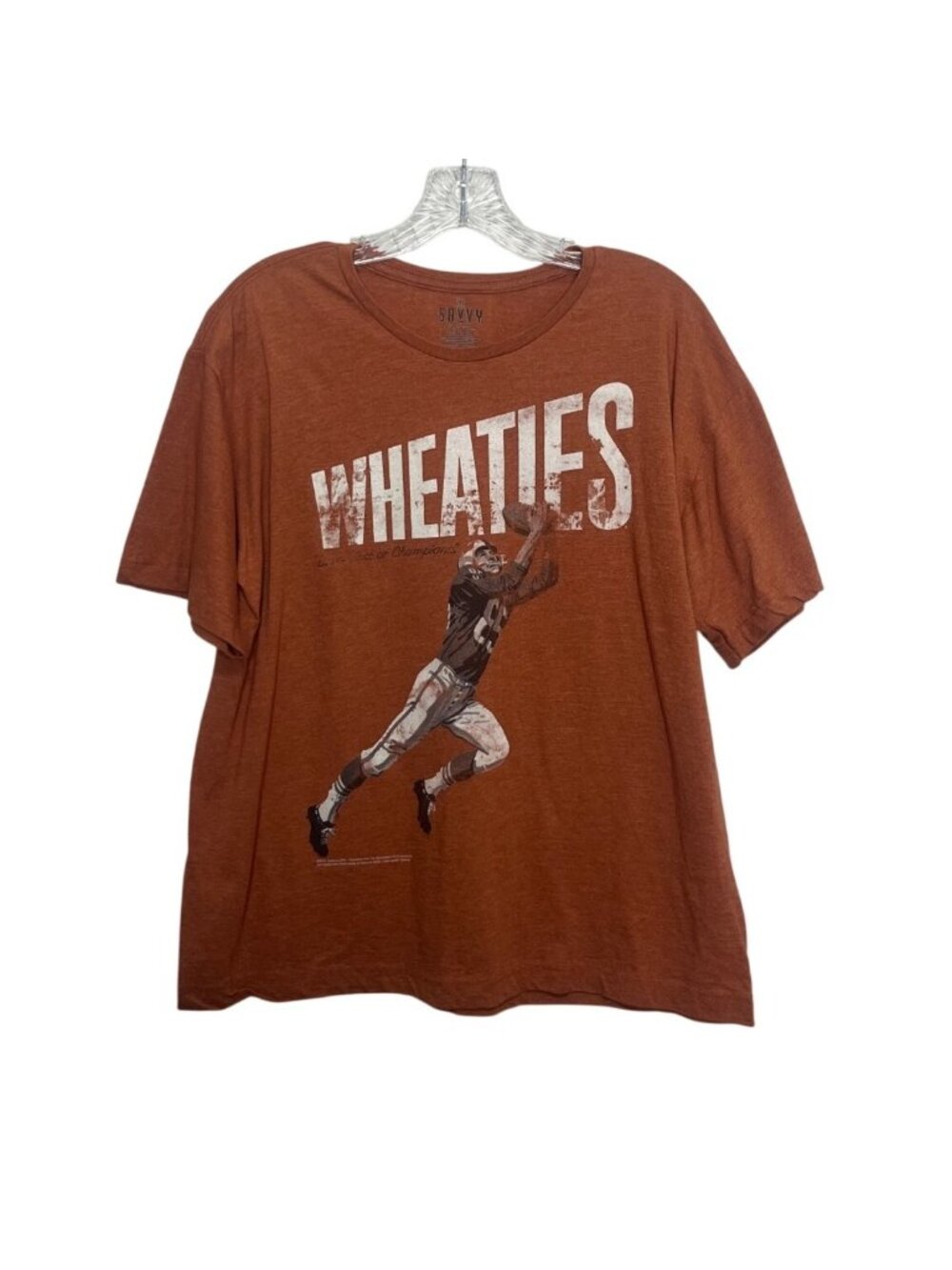 Wheaties Youth Graphic Tshirt Football Player Boys XL Rust Orange Cotton Blend
